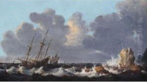 A Stormy Seascape With A Shipwreck