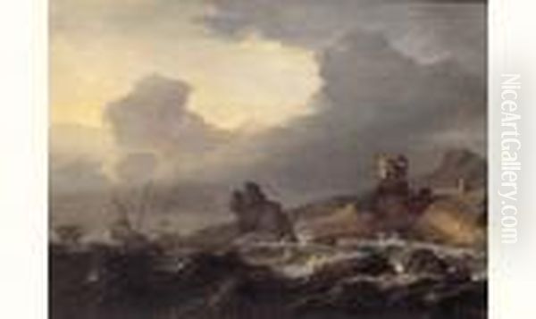Tempete Pres D'une Cote Rocheuse - view 1