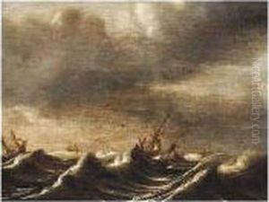 A Stormy Seascape by Simon De Vlieger