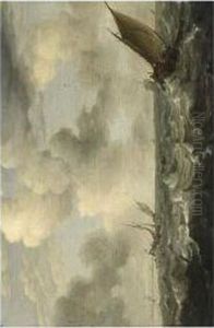 A Smalschip And Other Sailing Vessels On Stormy Waters