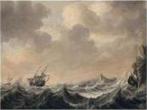 A Seascape With Men-of-war In A Stormy Sea