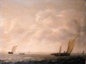 Wijdships Offshore Running In A Stiff Breeze, On A Cloudy Day