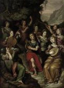 Apollo And The Nine Muses by Maarten de Vos