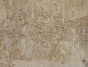 The Adoration Of The Shepherds by Maarten de Vos