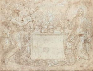 Le Christ Et Saint Jean-baptiste, Projet De Gravure
Plume Et Encre Brune, Lavis Gris Et Rehaut De Gouache Blanche Sur Papier Rose by Maarten de Vos