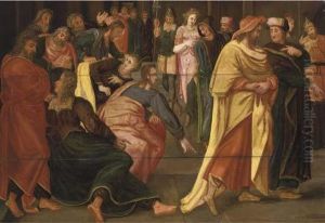 Christ And The Woman Taken In Adultery by Maarten de Vos