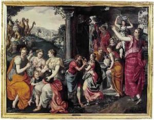 Eliezer Et Rebecca Au Puits by Maarten de Vos