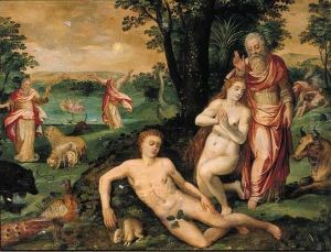 The Creation Of Eve, With The Creation Of The Sky, The Earth, Theanimals And Adam Beyond by Maarten de Vos