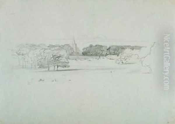 View across a Meadow to a Church - view 1
