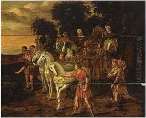 A Pair Of Paintings Showing The Meeting Of Jacob And Joseph (gen. 46: 29-30) - view 1