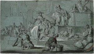 Joseph Selling Wheat In Egypt (genesis 41:56-7) by Jacob Willemsz de Wet the Elder