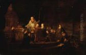A King Making A Sacrifice Before An Altar by Jacob Willemsz de Wet the Elder