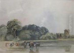 Rochester Castle With Cows In The Foreground by Peter de Wint