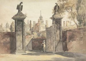 View Of The Gates Of St John's College, Cambridge With Trinitycollege Beyond View Of The Gates Of St John's College, Cambridge With Trinitycollege Beyond