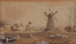 Windmill In Landscape by Peter de Wint