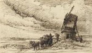 A Wagon By A Post Mill by Peter de Wint