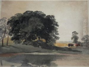 Landscape Scene With Cattle And Trees by Peter de Wint
