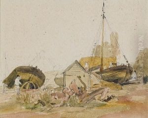 A Boat Yard On The Banks Of A River by Peter de Wint
