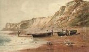 Fishermen Bringing In The Catch, Isle Of Wight by Peter de Wint