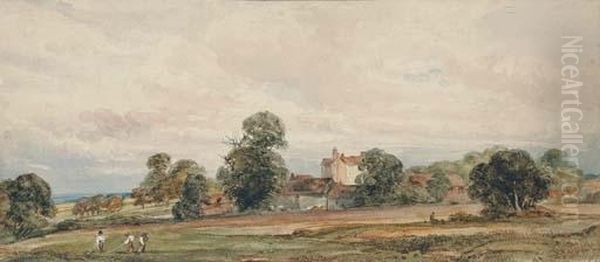 A Landscape With Harvesters In The Foreground - view 1