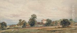 A Landscape With Harvesters In The Foreground by Peter de Wint