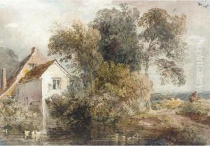 A Cottage By A Pond by Peter de Wint