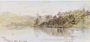 View over the lake, Kandy, Ceylon by Edward Lear