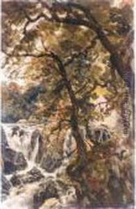 The Falls Of The Machno At Pandy Mill, Caernarvonshire by Peter de Wint