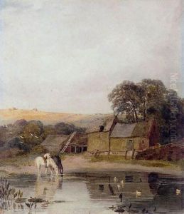 Horses Watering At A Farm Near Lincoln by Peter de Wint