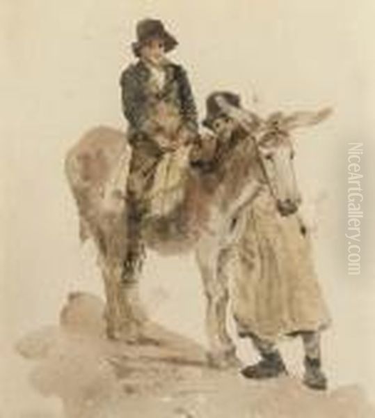 Two Boys With A Donkey - view 1