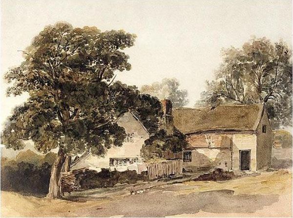 A Woman Drying Clothes Outside A Farmhouse Near Methley, Yorkshire - view 1