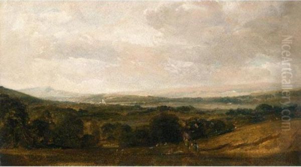 View Across A Valley Towards A Village - view 1