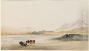 Cattle Beside A Lake, Mountains Beyond Cattle Beside A Lake, Mountains Beyond