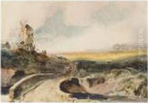 A Bridge Over A River With A Windmill Beyond by Peter de Wint