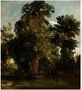 View Through Trees Towards A Cottage by Peter de Wint