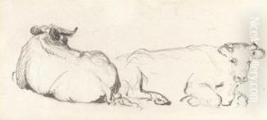 Study Of Cows Resting by Peter de Wint