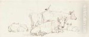 Horses Pulling A Wagon; Cows With A Magpie