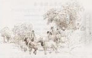 Harvesters Threshing by Peter de Wint