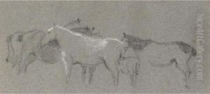 Studies Of Deer And Horses by Peter de Wint
