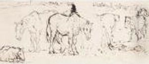 Study Of Horses by Peter de Wint
