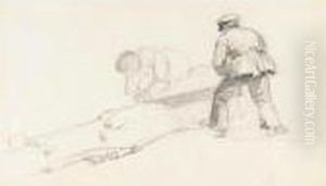 Figures And Architectural Studies Taken In France by Peter de Wint