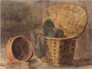 Still-life Of A Basket, Cloth, Pot And Brush by Peter de Wint