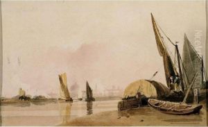 Boats On The Thames by Peter de Wint