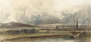 A Distant View Of Gloucester With The River Severn In The Distance