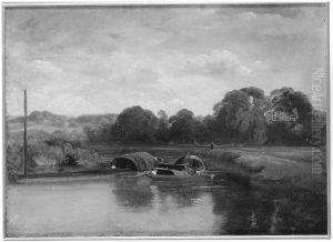 Barges On A River by Peter de Wint