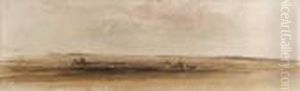 An Extensive Landscape With Harvesters, Cattle And A Waggon,lincolnshire An Extensive Landscape With Harvesters, Cattle And A Waggon,lincolnshire