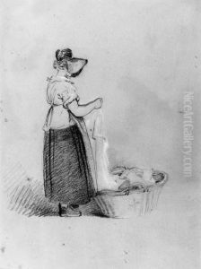 A Woman Sorting Washing