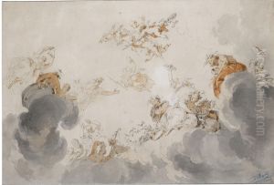 Ceiling Design With Bacchantes And Nymphs Among Clouds