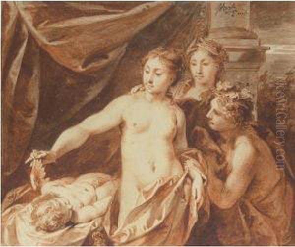 Venus, Bacchus And Ceres Observing The Sleeping Cupid - view 1