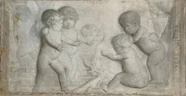 Putti Disporting, En Grisaille - view 1